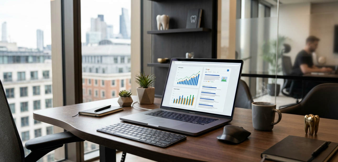 Dental website SEO analysis in a modern London clinic